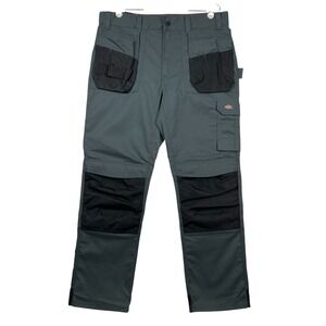 Dickies Men's Utility Work Pants 36x32 Grey Flex Holster Multi Pocket Cargo NWT